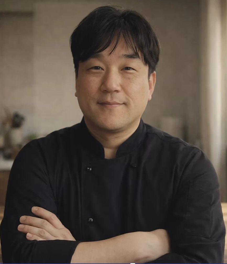 Chef Kim plating authentic Japanese ramen at Modu Ramen